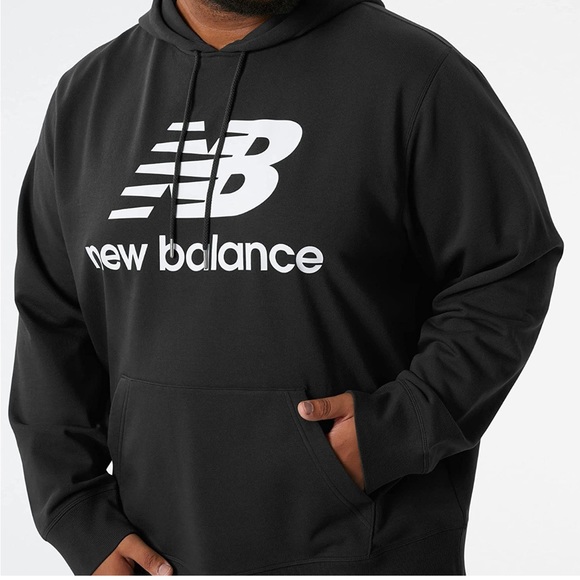 New Balance Men's Nb Essentials Stacked Logo Pullover Hoodie Black Size 3X - Picture 4 of 10